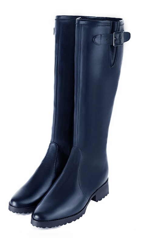 French elegance and refinement for these navy blue knee-high boots with buckles, 
                available in many subtle leather and colour combinations. Record your foot and leg measurements.
We will adjust this beautiful boot with inner zip to your leg measurements in height and width.
The outer buckle allows for width adjustment.
You can customise the boot with your own materials, colours and heels on the "My Favourites" page.
 
                Made to measure. Especially suited to thin or thick calves.
                Matching clutches for parties, ceremonies and weddings.   
                You can customize these knee-high boots to perfectly match your tastes or needs, and have a unique model.  
                Choice of leathers, colours, knots and heels. 
                Wide range of materials and shades carefully chosen.  
                Rich collection of flat, low, mid and high heels.  
                Small and large shoe sizes